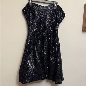 Windsor elegant dark navy (almost black) strapless Sequin Dress